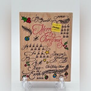 Rubber Stampede Christmas Background Wood Mounted Rubber Stamp Unused